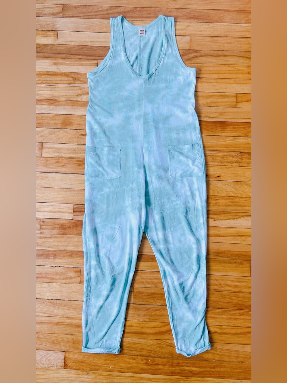 Smash+Tess Light Aqua Tie-Dye Sleevess Jumpsuit size XS